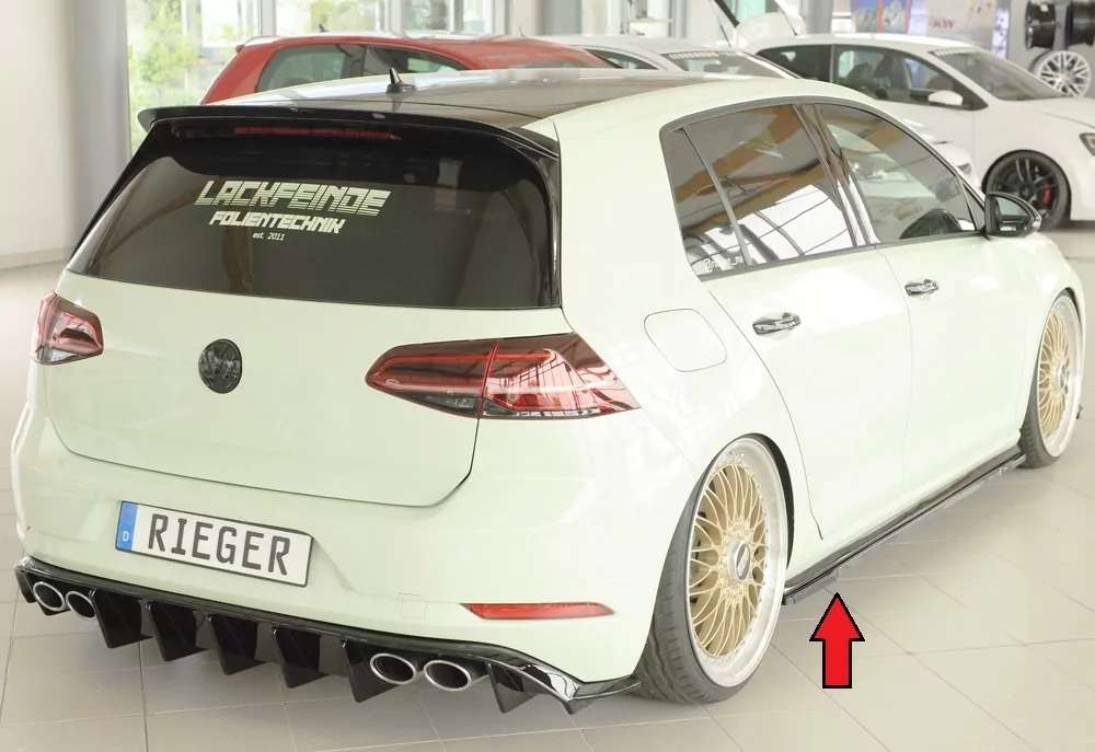 Rieger Seitenschweller rechts ansatz (ca. 19mm) glanz schwarz für VW Golf 7 R-Line 5-tür. 02.17- (ab Facelift)