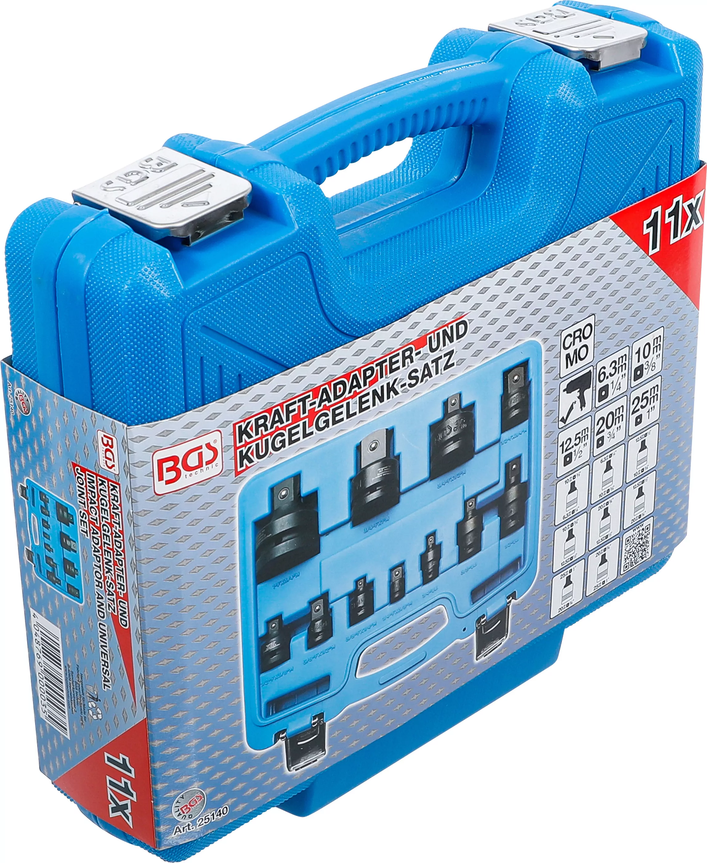 Kraft-Adapter- und Kugelgelenk-Satz | 6,3 mm (1/4") - 25 mm (1") | 11-tlg.