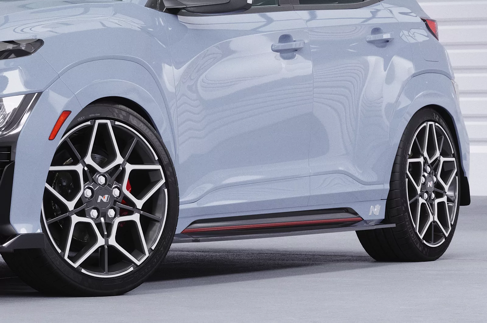 Seitenschweller für Hyundai Kona (1.Gen) N/N-Line SS577 Schwarz Strukturiert