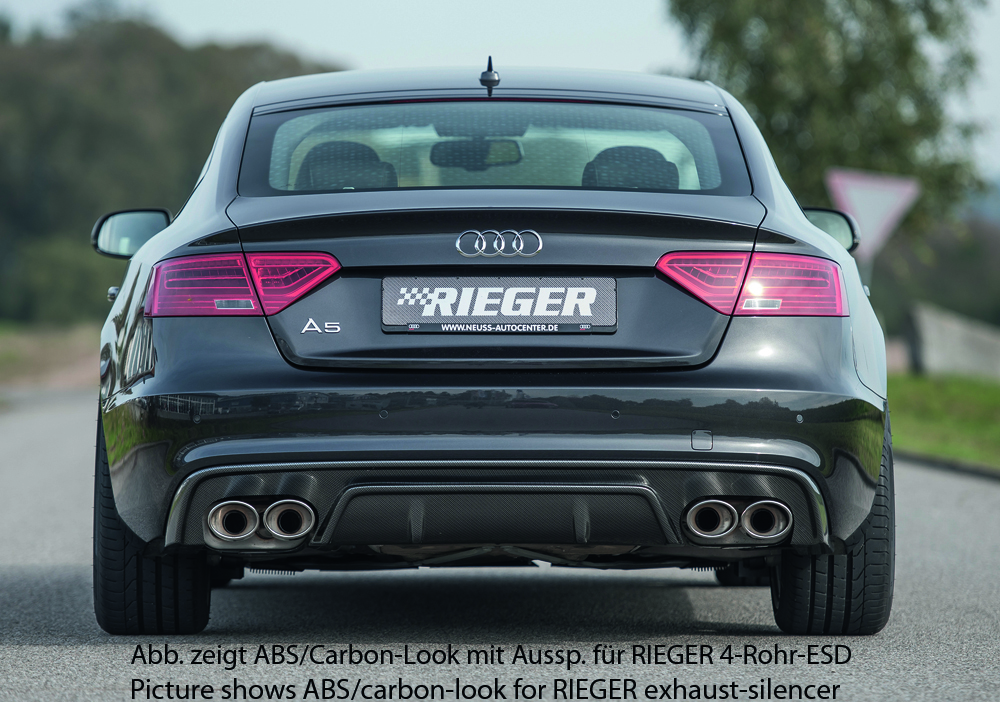 Rieger Heckeinsatz für Audi A5 (B8/B81) - Sportback 10.11-06.16 (ab Facelift) carbon optik