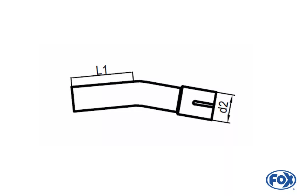 Uni-Rohrbogen 15° geweitet - d1Ø 55mm Schenkellänge L1: ca. 140mm - Radius: 82,5mm