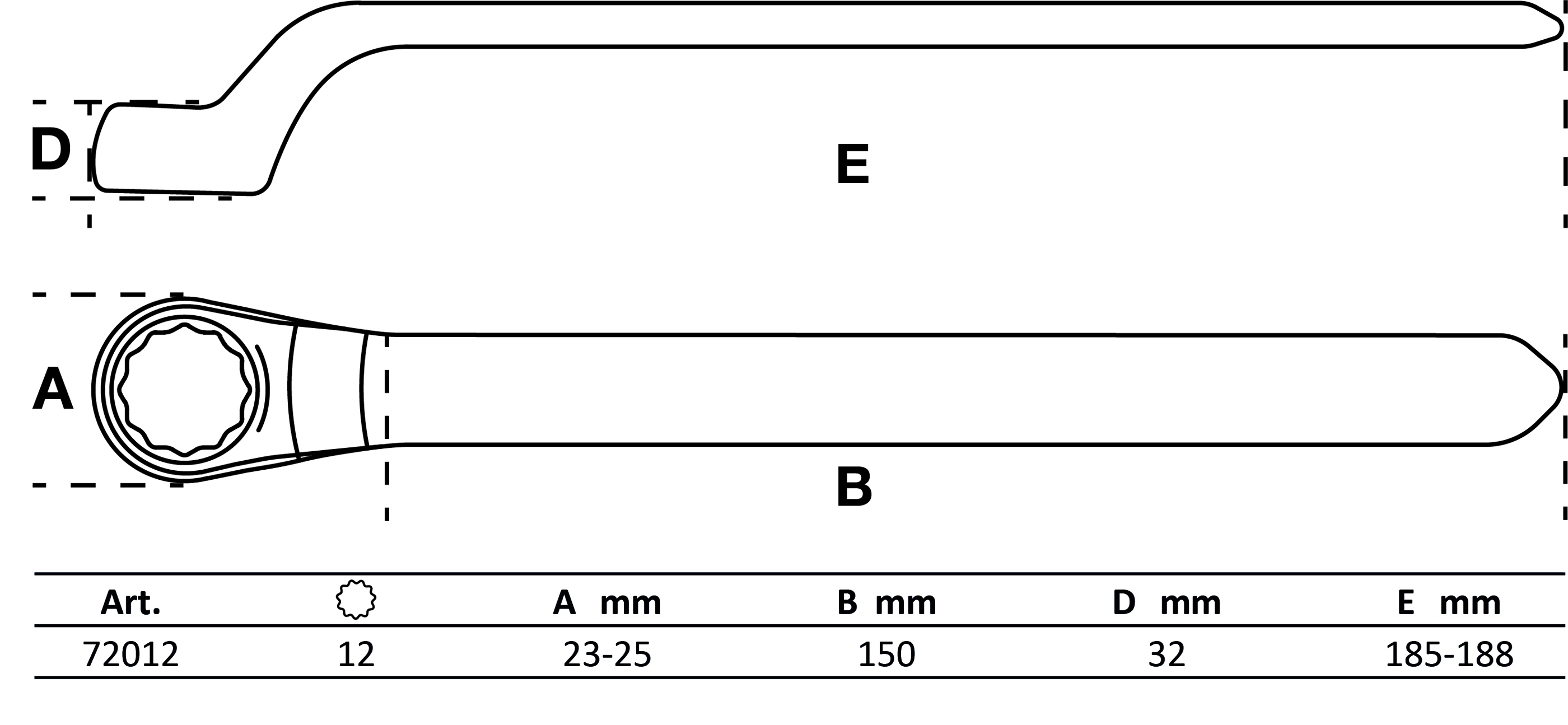 VDE-Einringschlüssel | tief gekröpft | SW 12 mm