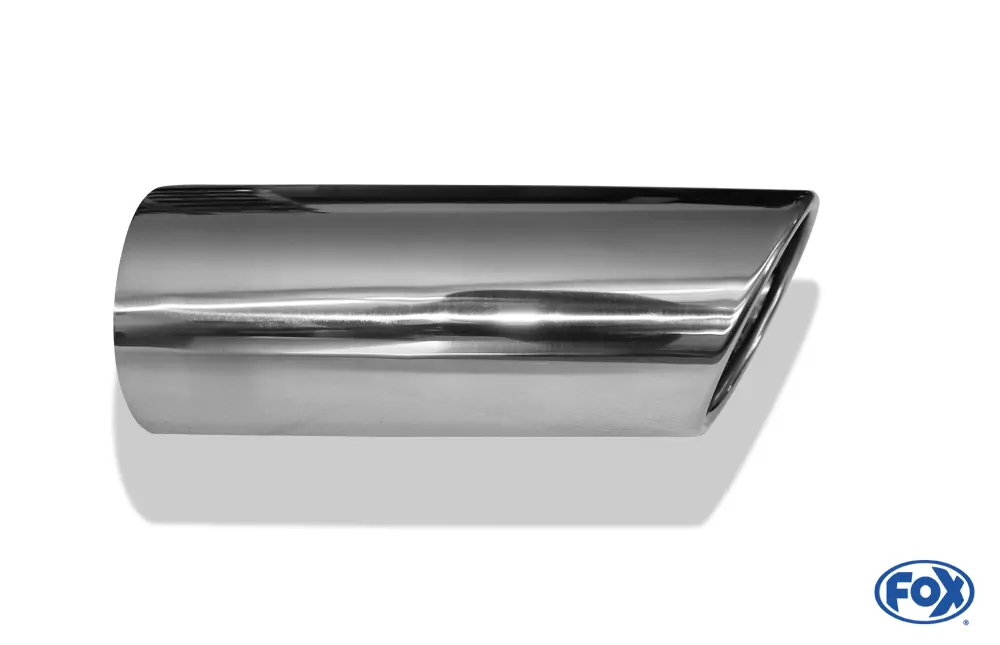 Anschweißendrohr Typ 38 - Links  115x85 mm / Länge: 240 mm - oval  - seitlich nach links, sowie nach unten abgeschrägt / eingerollt / ohne Absorber