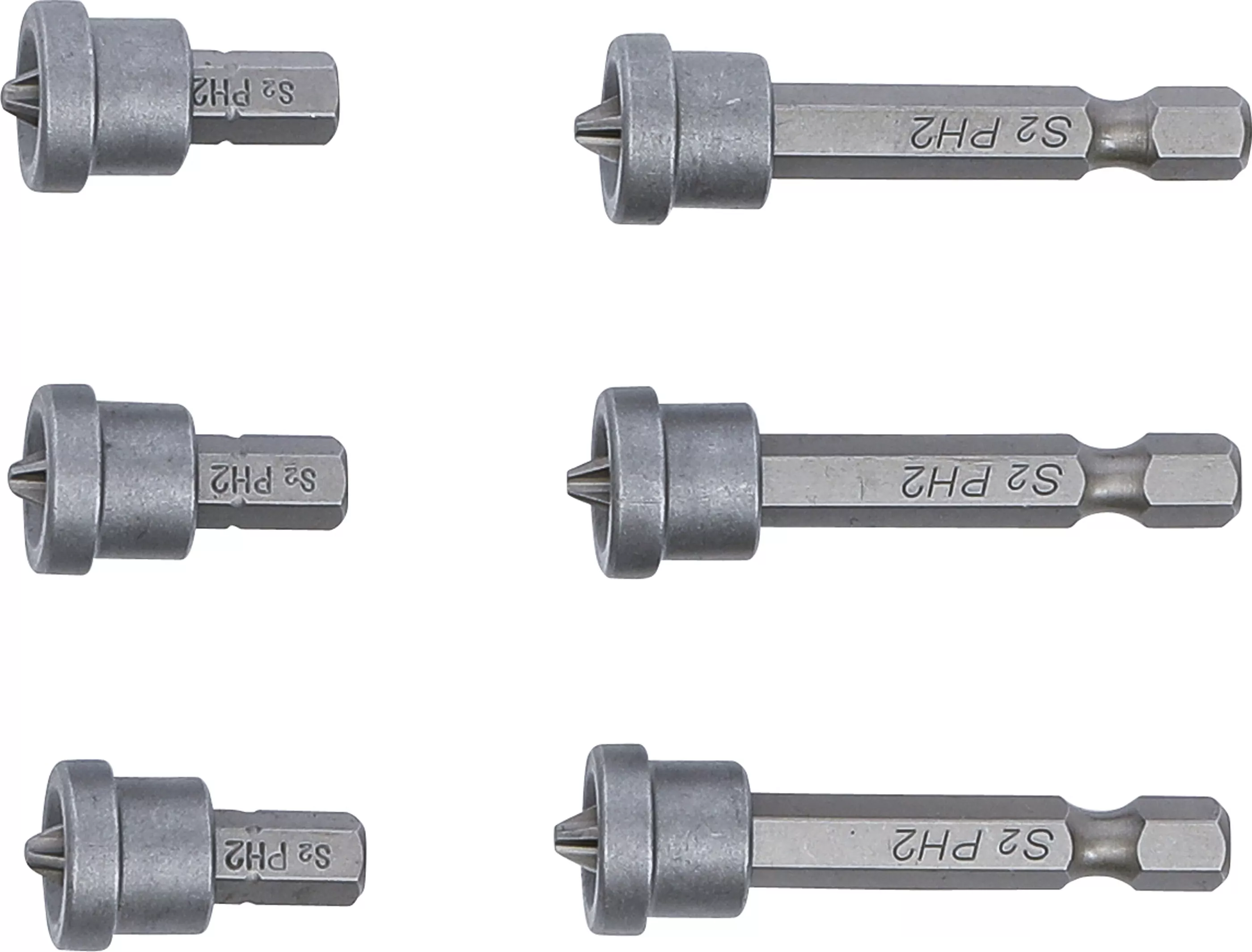 Bit-Satz mit Tiefenstopp | für Gipskartonplatten | Antrieb Außensechskant 6,3 mm (1/4") | Kreuzschlitz PH2 | 6-tlg.