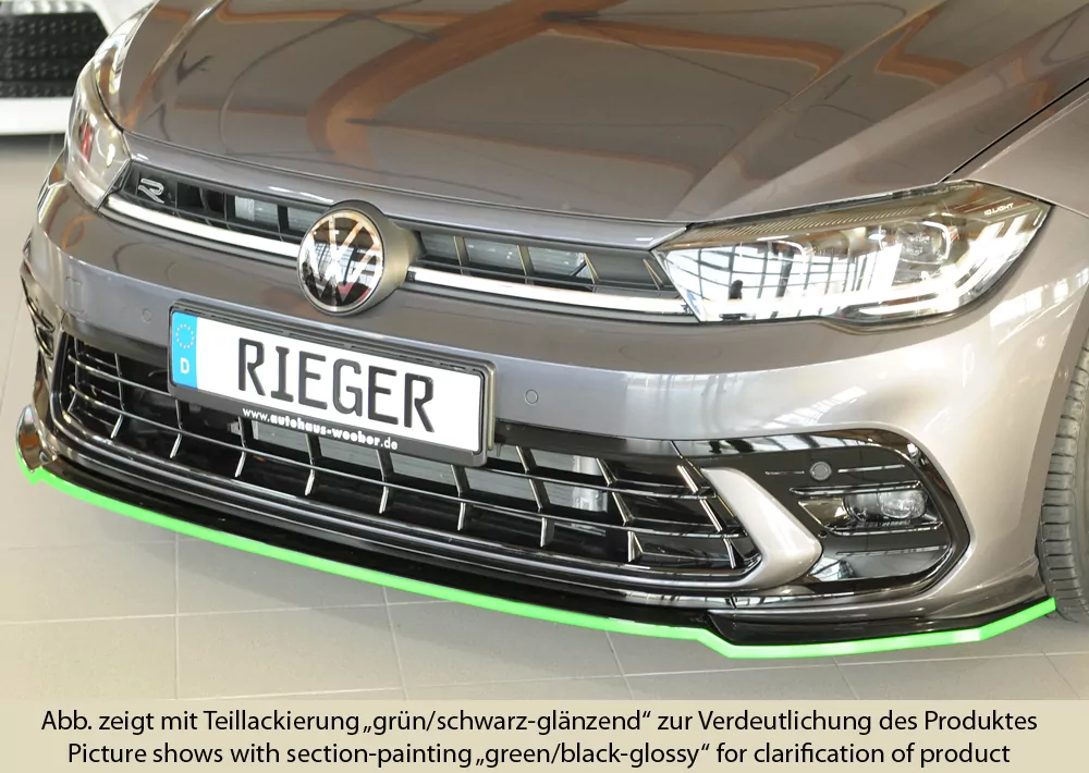 Rieger Spoilerschwert glanz schwarz für VW Polo (AW) R-Line 5-tür. 06.21- (ab Facelift)