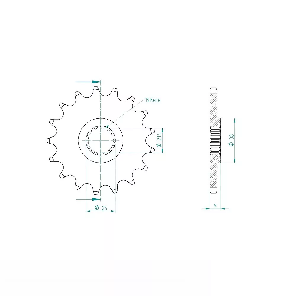 Ritzel 15 Zähne Teilung 520