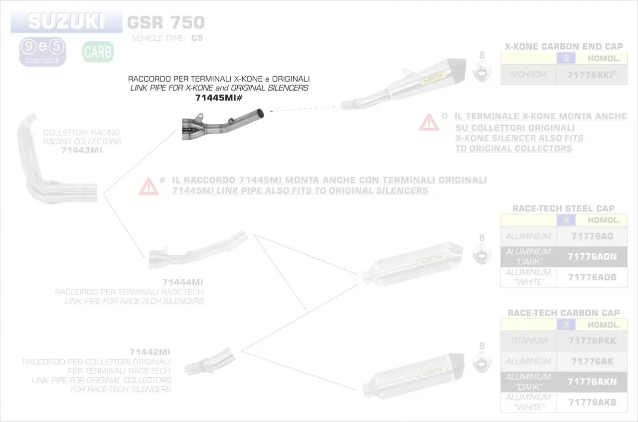 71445MI-Arrow Zwischenrohr Für Endschalldämpfer Pro-Racing Und Endschalldämpfer
