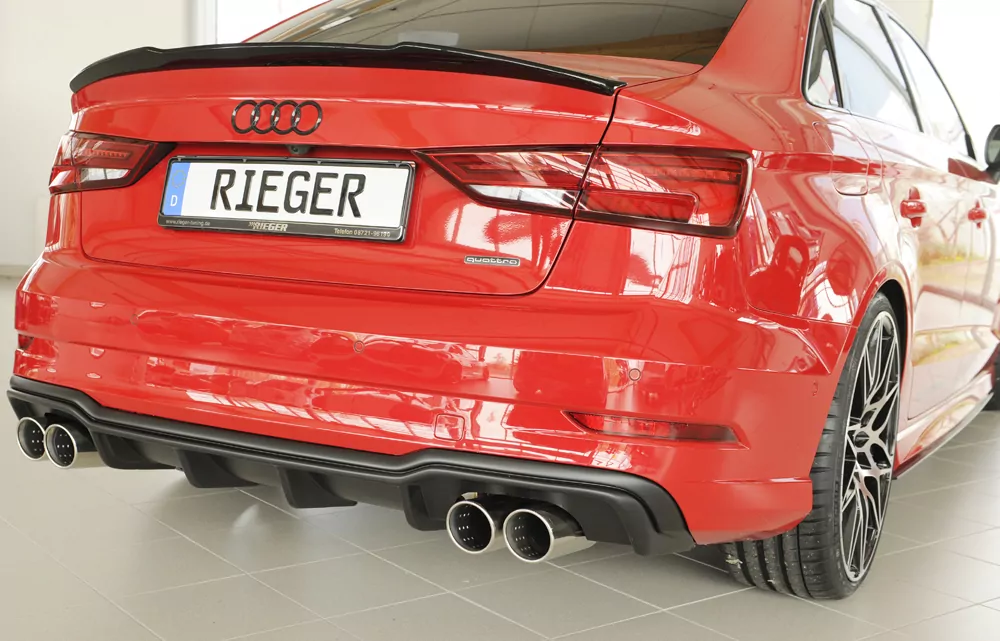 Rieger Heckeinsatz für Audi A3 (8V) - 5-tür. (Limousine 8VS) 09.16- (ab Facelift) carbon optik