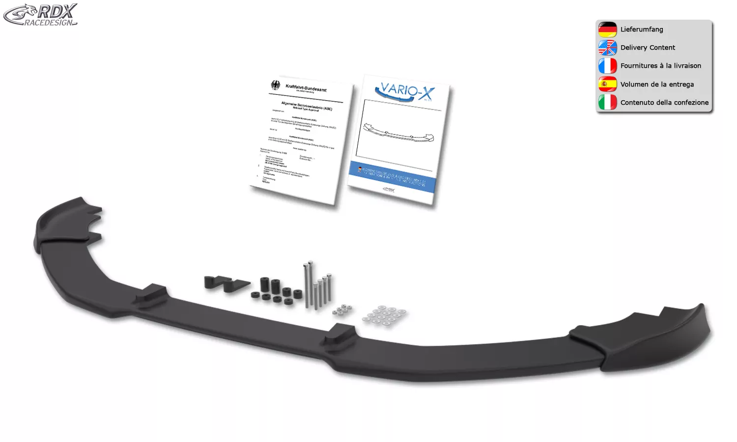 RDX Frontspoiler VARIO-X für VW Scirocco 3 (2014+) Frontlippe Front Ansatz Vorne Spoilerlippe