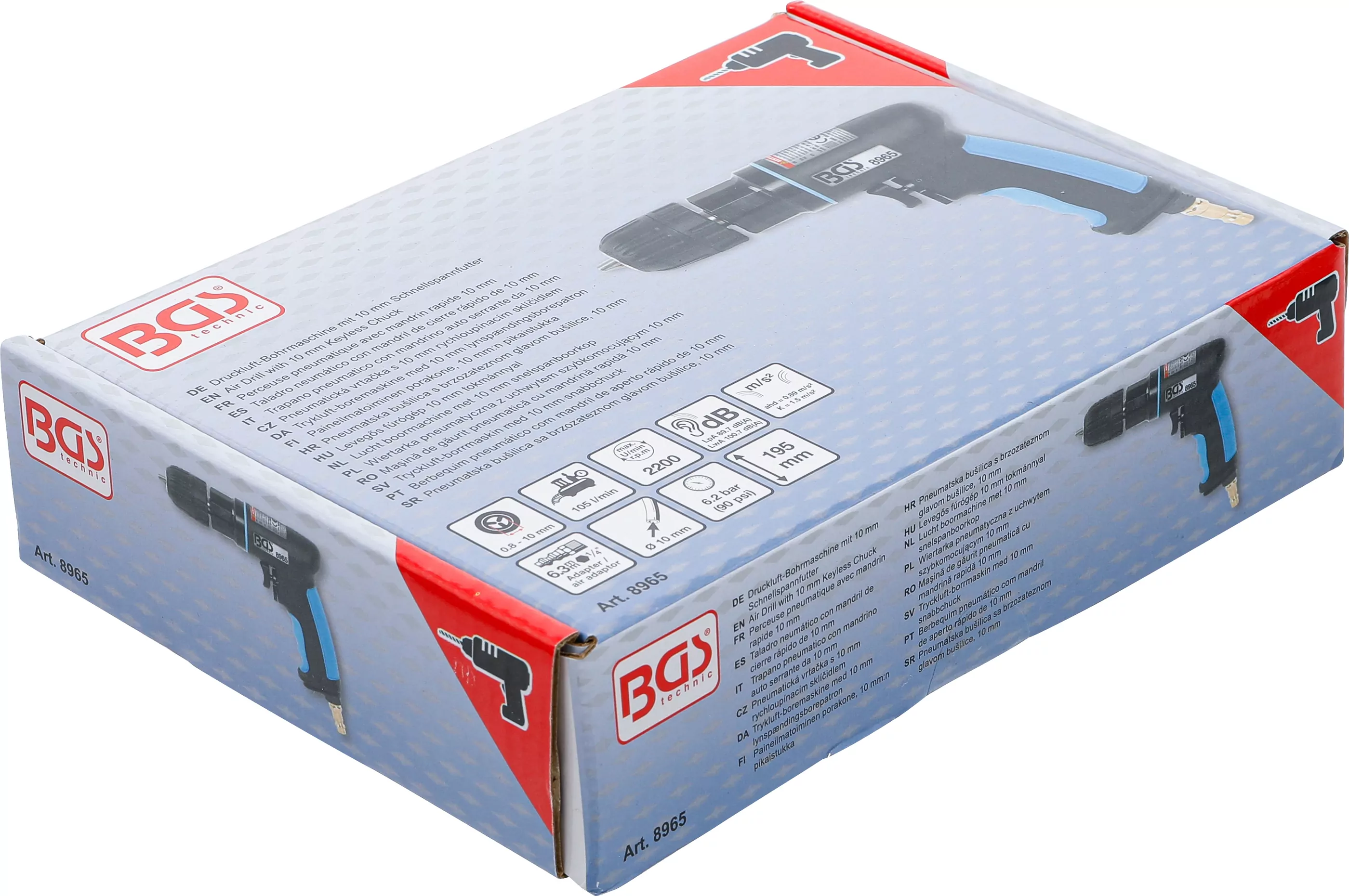 Druckluft-Bohrmaschine mit 10 mm Schnellspannfutter