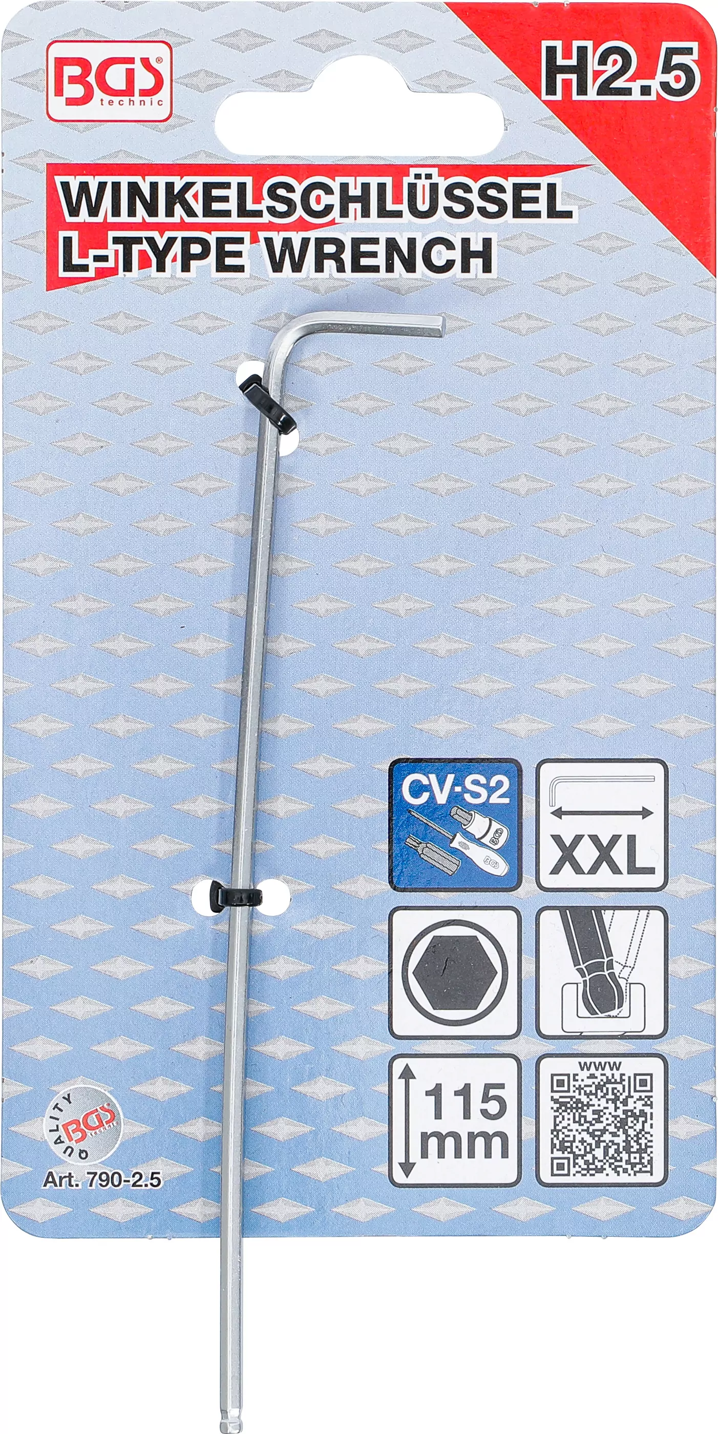 Winkelschlüssel | extra lang | Innensechskant / Innensechskant mit Kugelkopf 2,5 mm