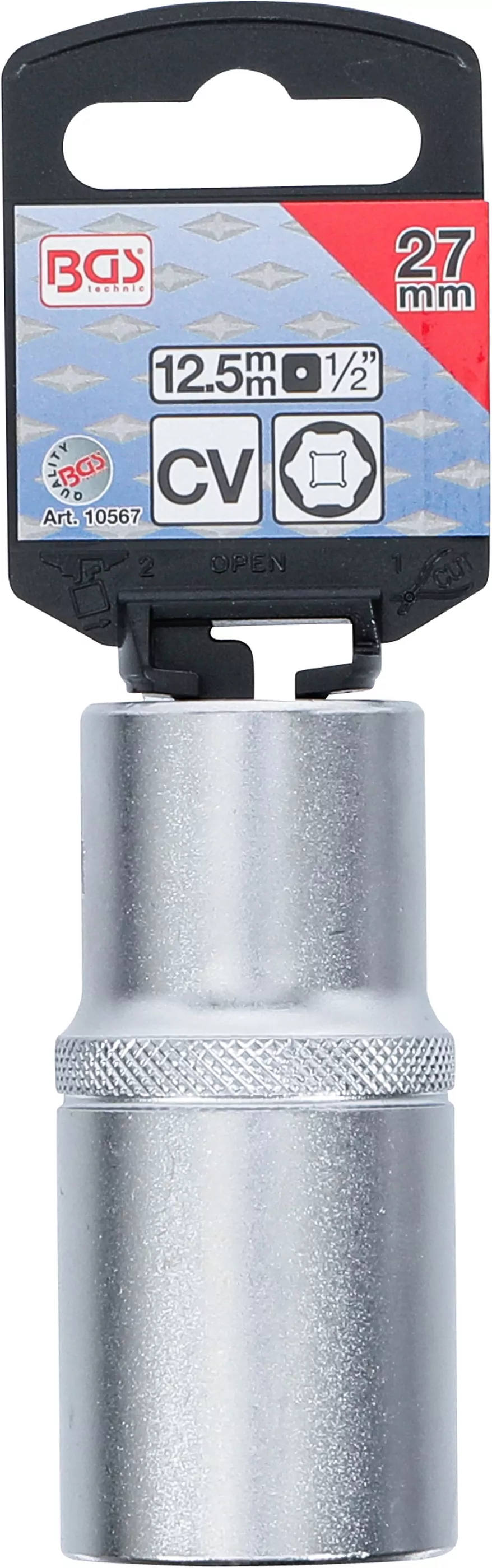 Steckschlüssel-Einsatz Sechskant, tief | Antrieb Innenvierkant 12,5 mm (1/2") | SW 27 mm