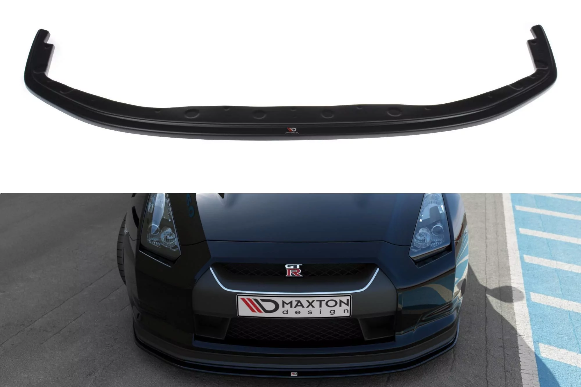 Front Ansatz Passend Für V.2 Passend Für NISSAN GT-R Vor FL R35-SERIE Schwarz Hochglanz Schwarz Hochglanz