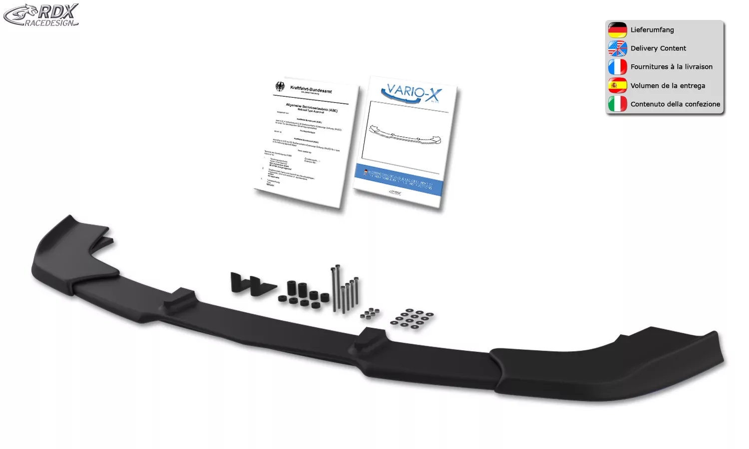 RDX Frontspoiler VARIO-X für MERCEDES SLK R171 AMG-Styling -2008 (Passend an Fahrzeuge mit AMG-Stylingpaket Frontstoßstange) Frontlippe Front Ansatz Vorne Spoilerlippe