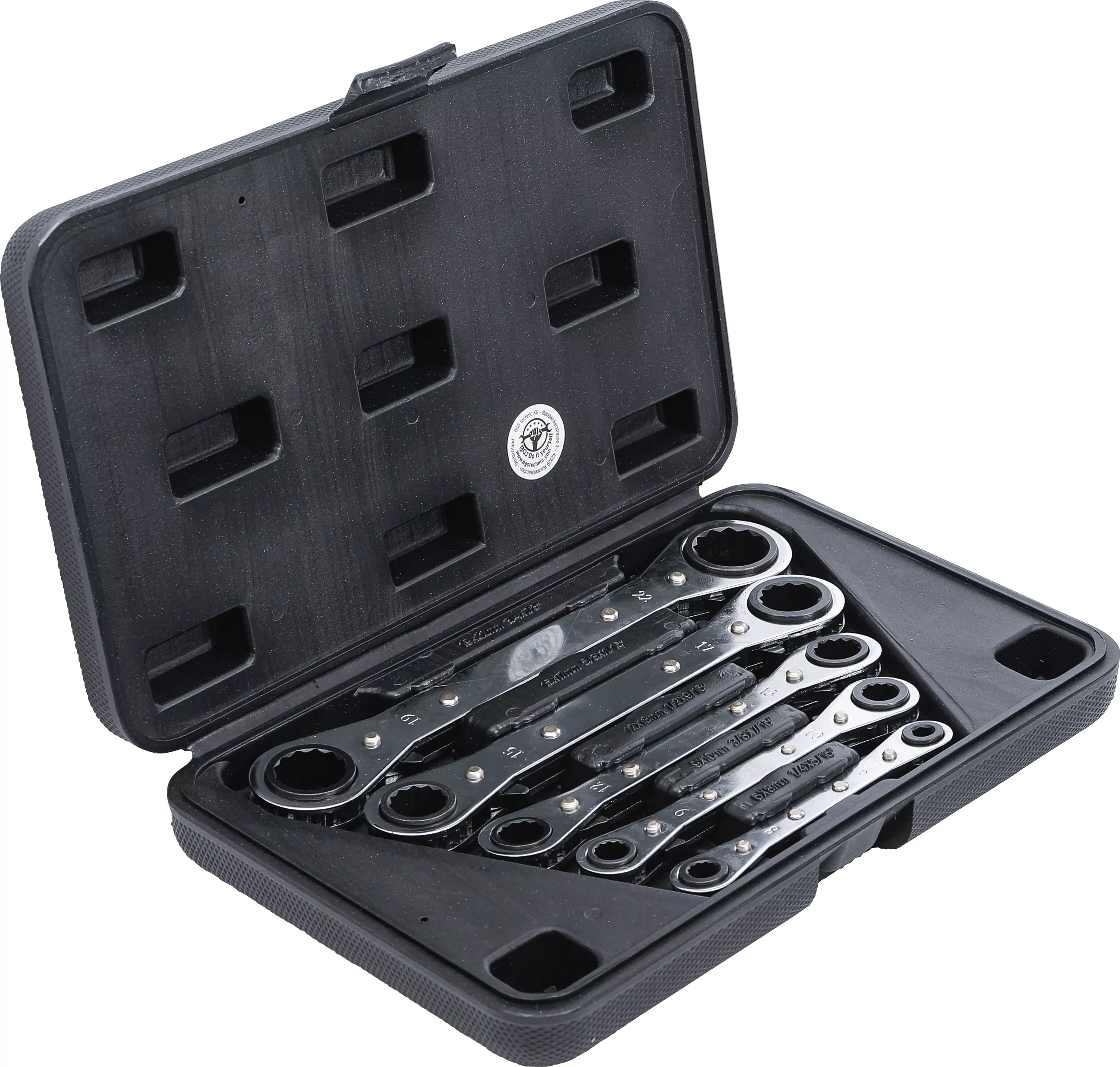 Ratschen-Ringschlüssel-Satz, gerade, umschaltbar | SW 6 x 8 - 19 x 22 mm | 5-tlg.