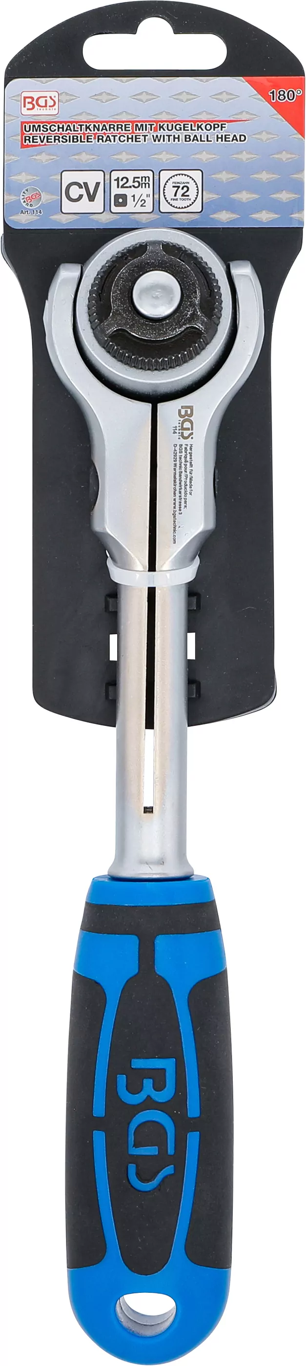 Umschaltknarre mit Kugelkopf | Abtrieb Außenvierkant 12,5 mm (1/2")