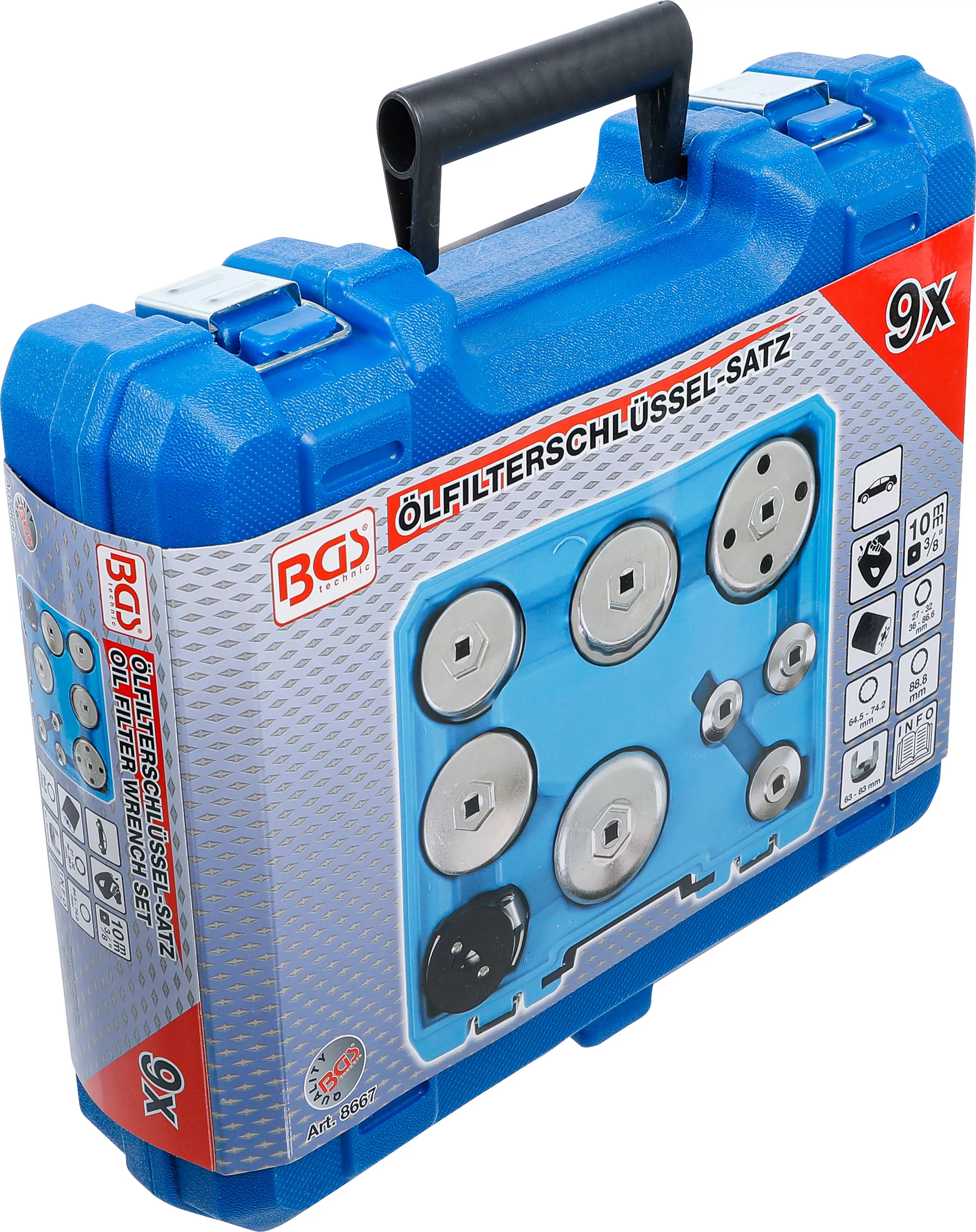 Ölfilterschlüssel-Satz | Ø 27 - 88,8 mm | 9-tlg.