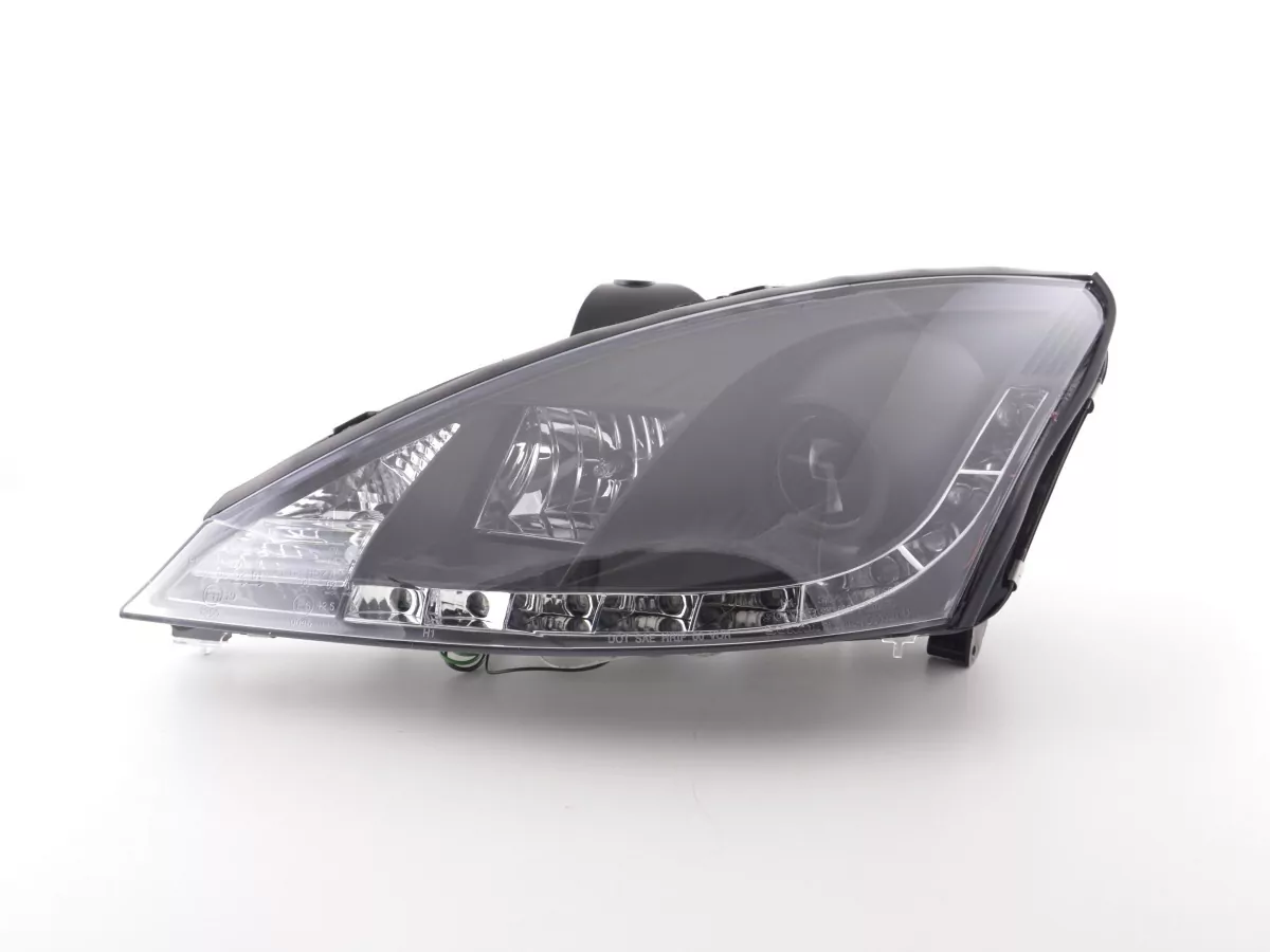 Scheinwerfer Set Daylight LED TFL-Optik Ford Focus 3/4/5-trg. Bj. 01-04 schwarz für Rechtslenker