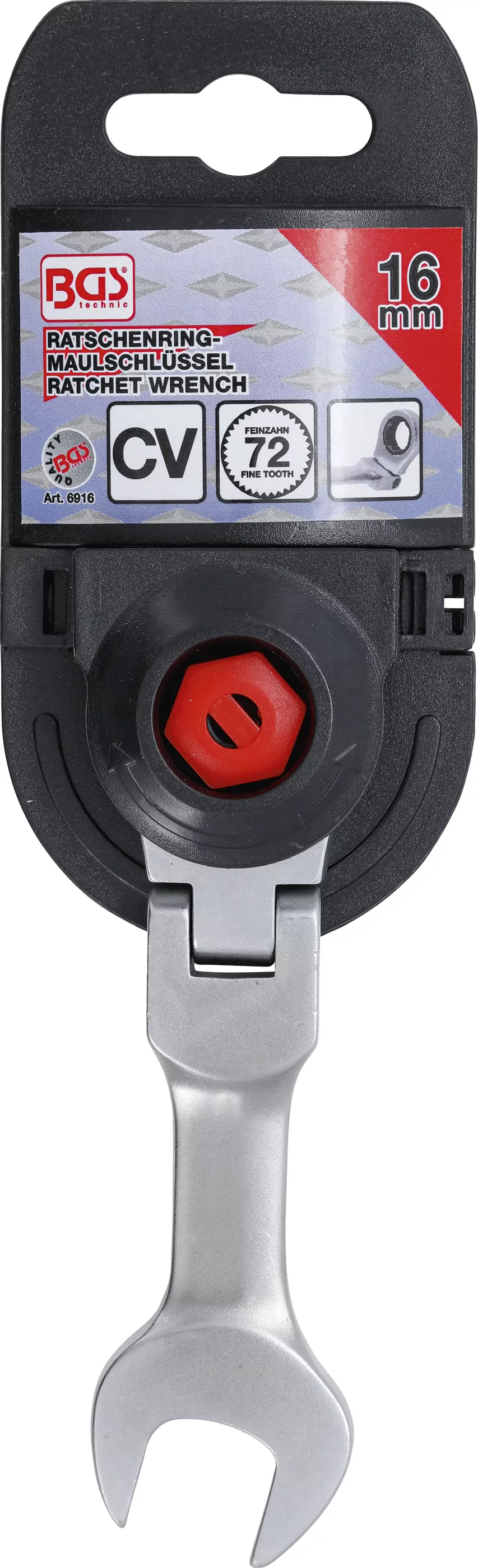 Ratschenring-Maulschlüssel | kurz | abwinkelbar | SW 16 mm