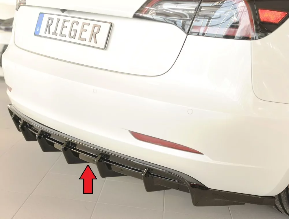 Rieger Heckeinsatz glanz schwarz für Tesla Model 3  (003)  06.18-09.23 (bis Facelift)