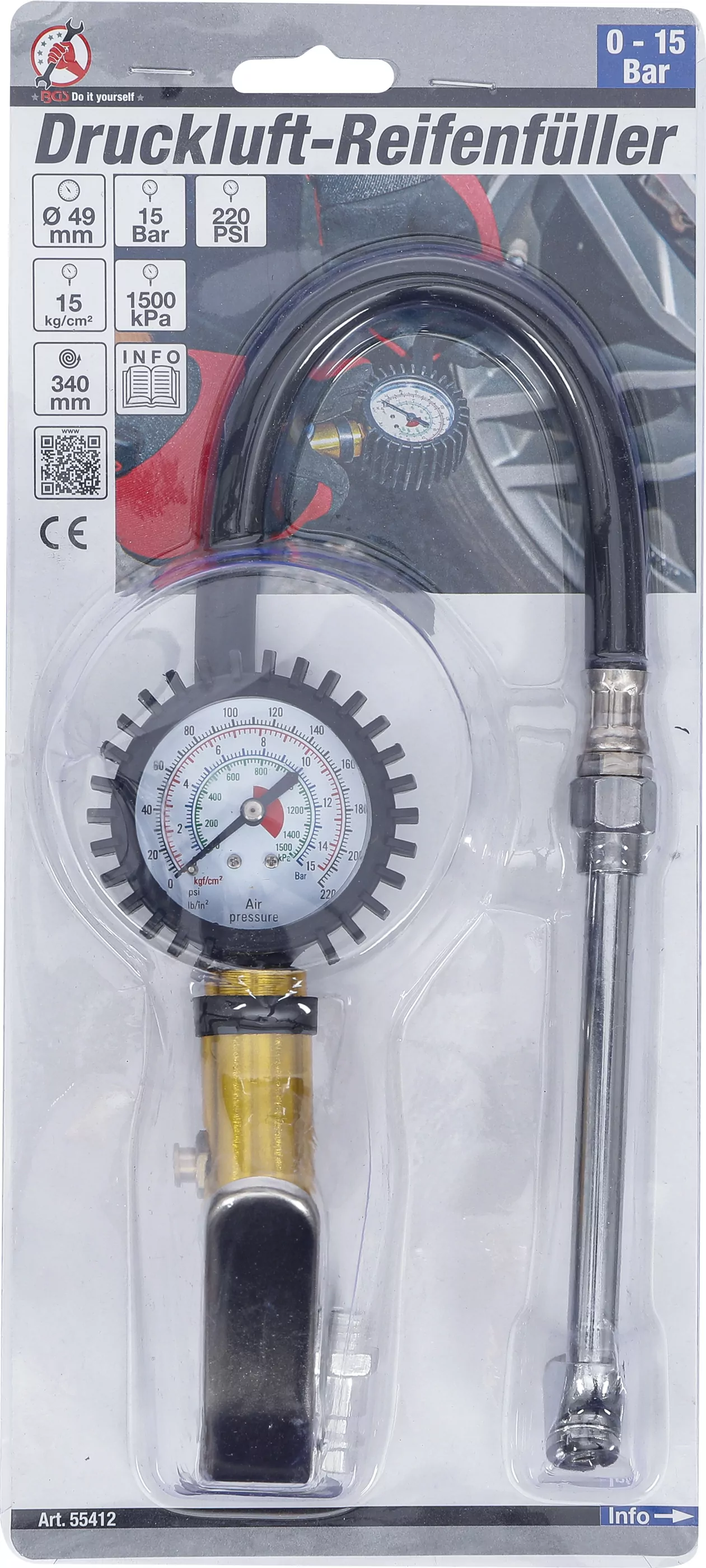 Druckluft-Reifenfüller | 0 - 15 bar