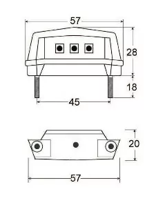 SMD-Kennzeichenbeleuchtung "Flat" | schwarz | ABS 3 SMD's | B59 x H20 x T29mm | Kabel 40cm | E-gepr