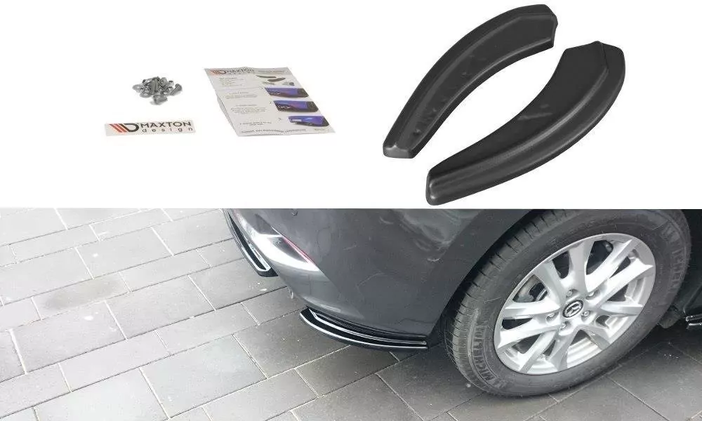 Heck Ansatz Flaps Diffusor Passend Für Diffusor Passend Für Mazda 3 BM (Mk3) FL Schwarz Hochglanz Schwarz Hochglanz