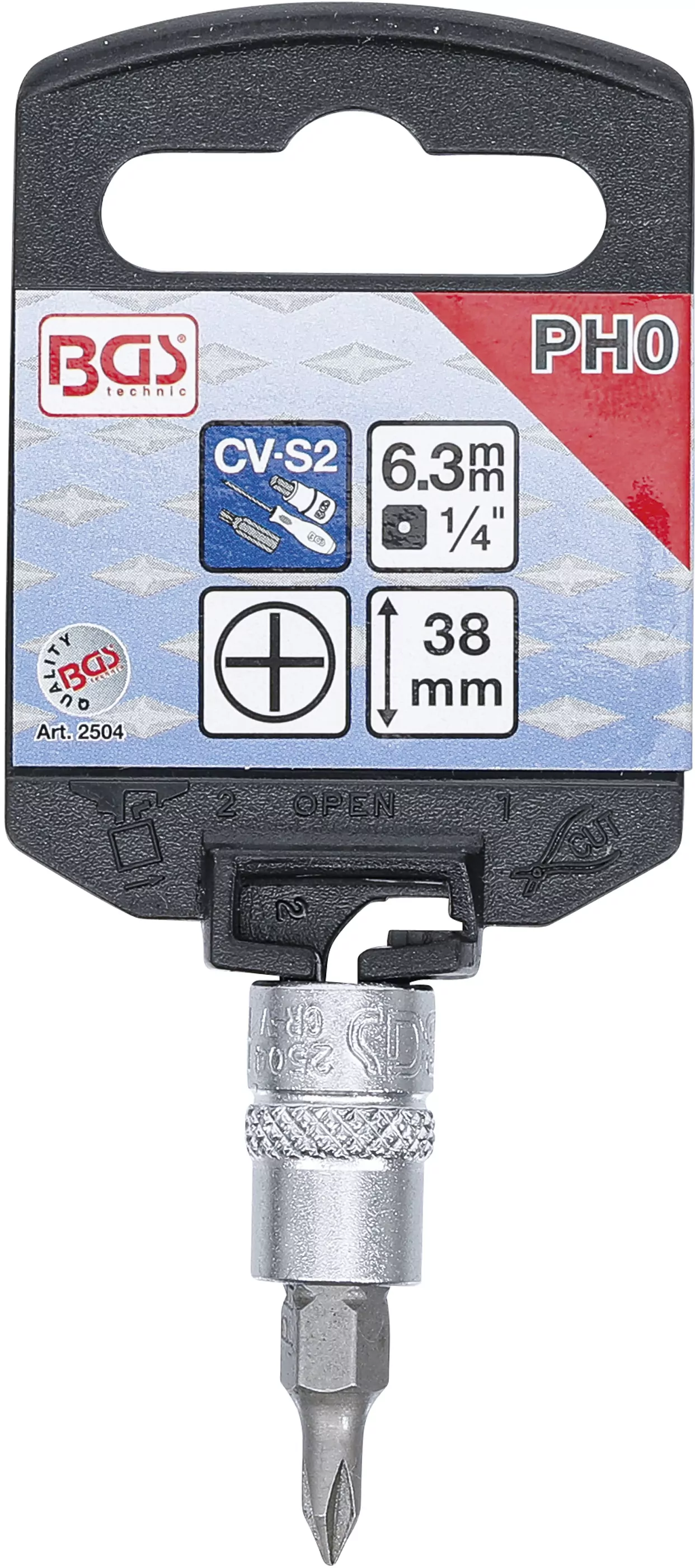 Bit-Einsatz | Antrieb Innenvierkant 6,3 mm (1/4") | Kreuzschlitz PH0