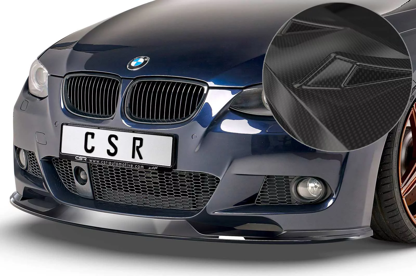 Cup-Spoilerlippe mit ABE für BMW 3er E92/E93 M-Paket CSL372-C Carbon Look Hochglanz