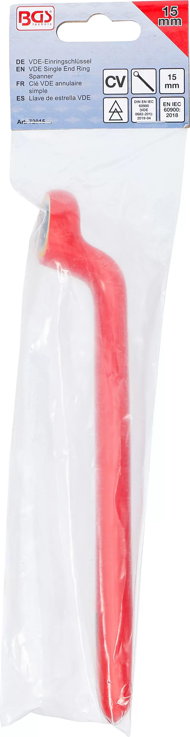 VDE-Einringschlüssel | tief gekröpft | SW 15 mm