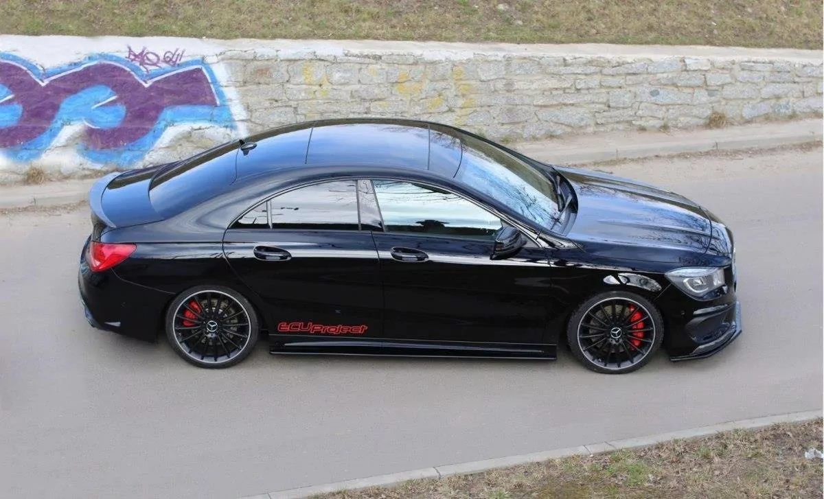 Seitenschweller Ansatz Passend Für Passend Für MERCEDES CLA 45 AMG C117 (vor FL) Schwarz Hochglanz Schwarz Hochglanz