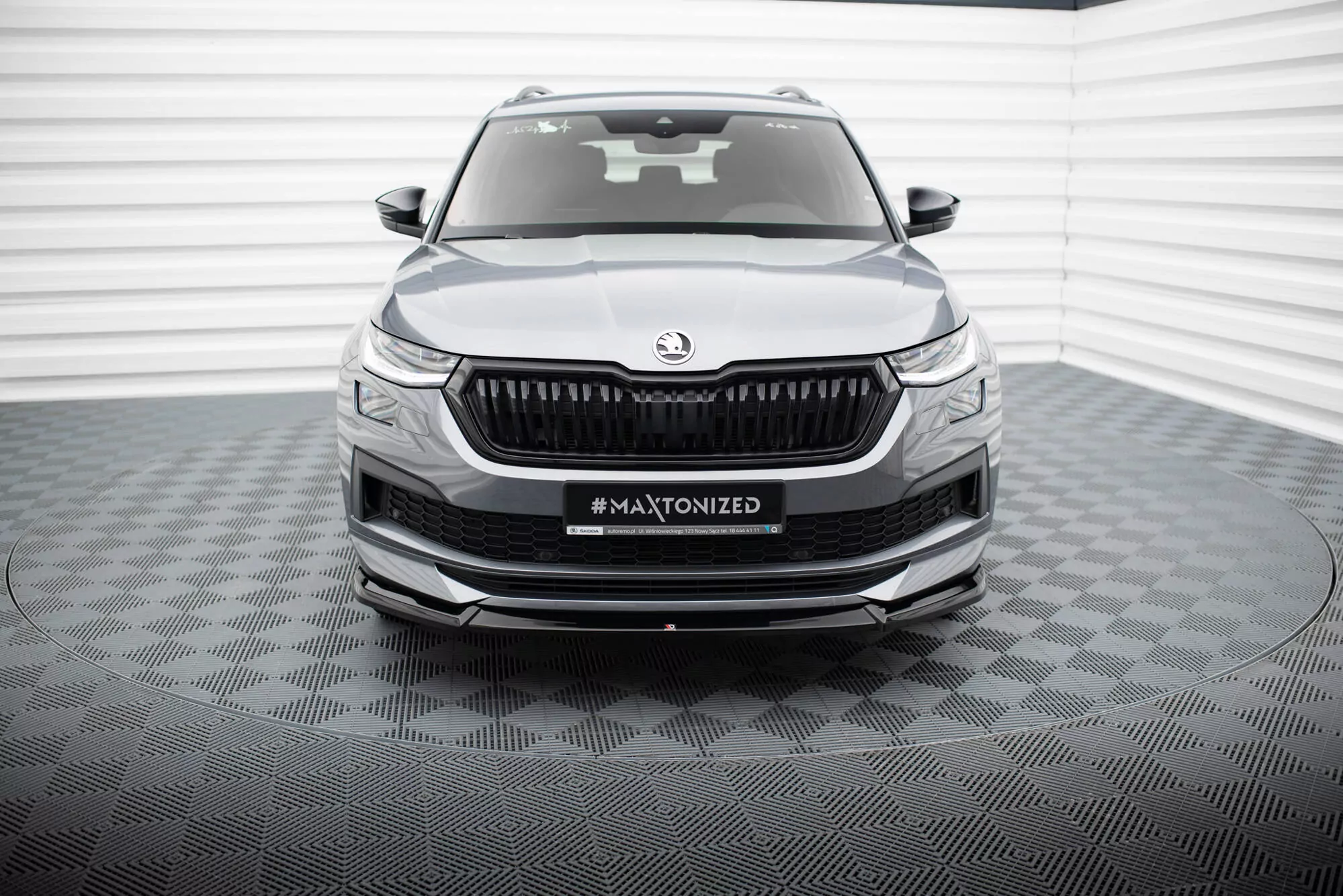 Front Ansatz V.1 Für Skoda Kodiaq Sportline Mk1 Facelift Schwarz Hochglanz