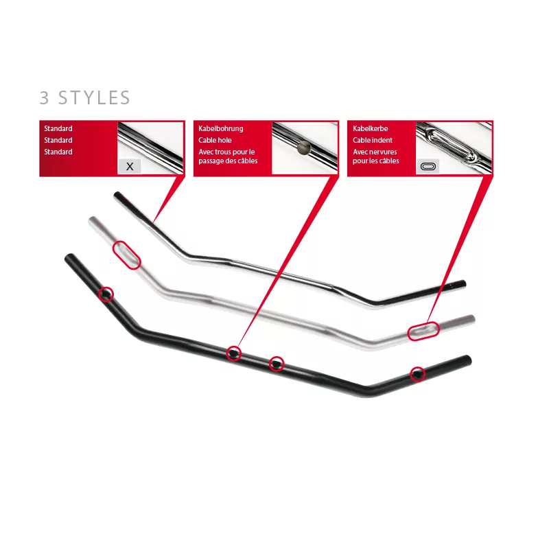 Stahllenker "Speedfighter", Stahl, verchromt 1 ZOLL (25,4 MM) mit Kabelkerben, Breite: 860mm