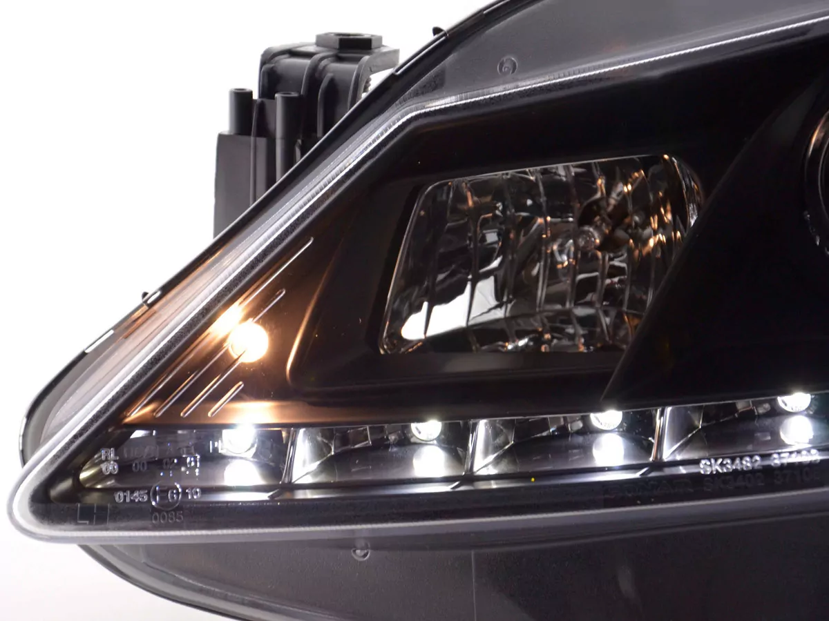 Scheinwerfer Set Daylight LED TFL-Optik Seat Ibiza Typ 6J Bj. 08- schwarz
