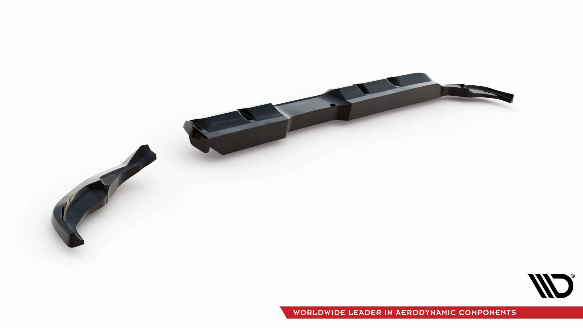 Hinten Splitter (mit Einem Vertikalem Balken) Toyota Yaris GR Sport Mk4 Schwarz Hochglanz