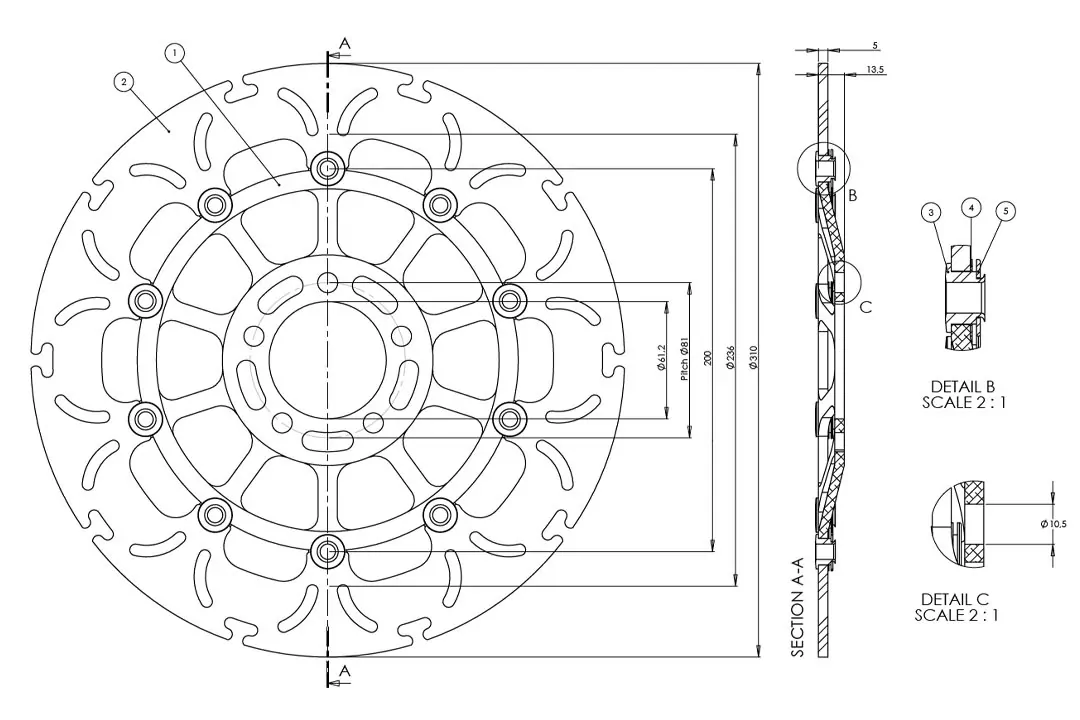 alpha Technik Bremsscheibe Omega-Design ABD33 vorne für Kawasaki Zephyr ZRX ZX ZXR ZZR