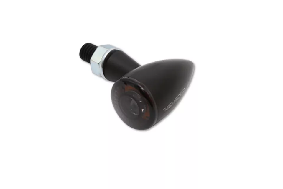 HIGHSIDER Pro Apollo Bullet LED Blinker Gehäuse Schwarz / Linse Rauchgrau (Paar), Vorn & Hinten