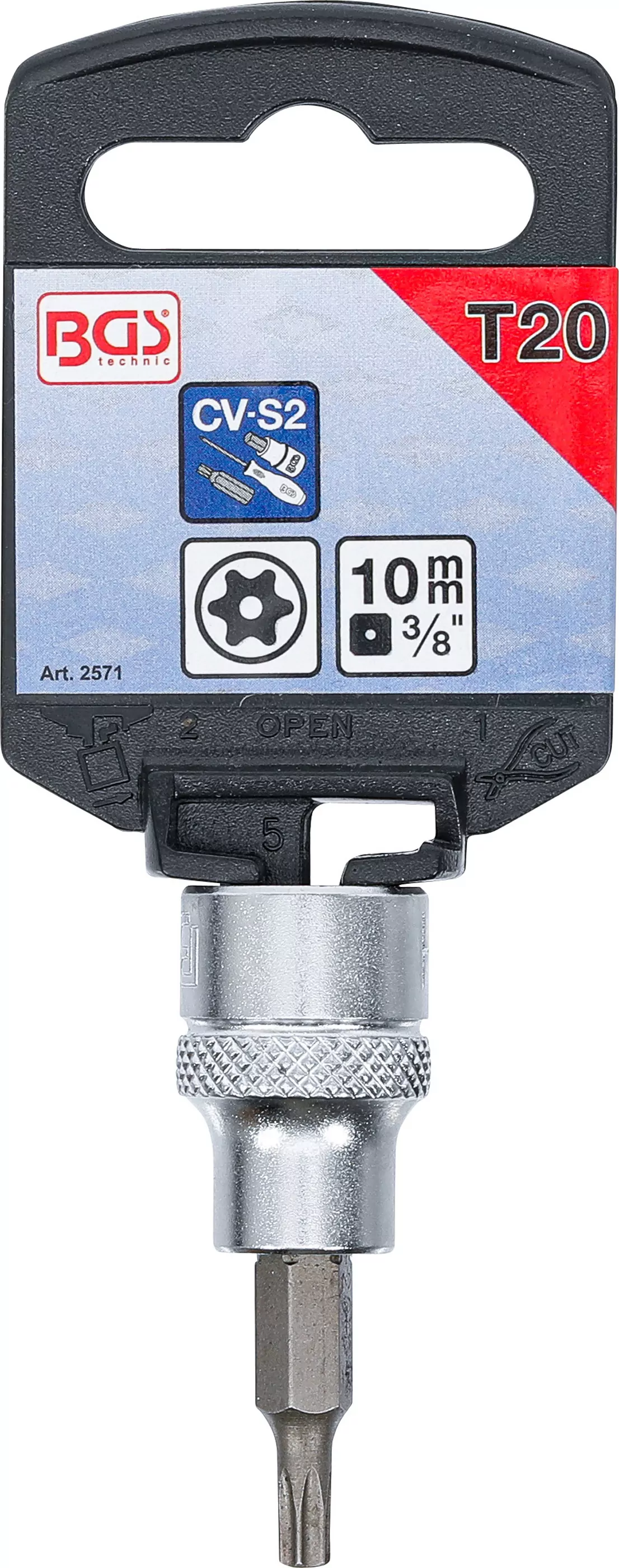 Bit-Einsatz | Antrieb Innenvierkant 10 mm (3/8") | T-Profil (für Torx) mit Bohrung T20