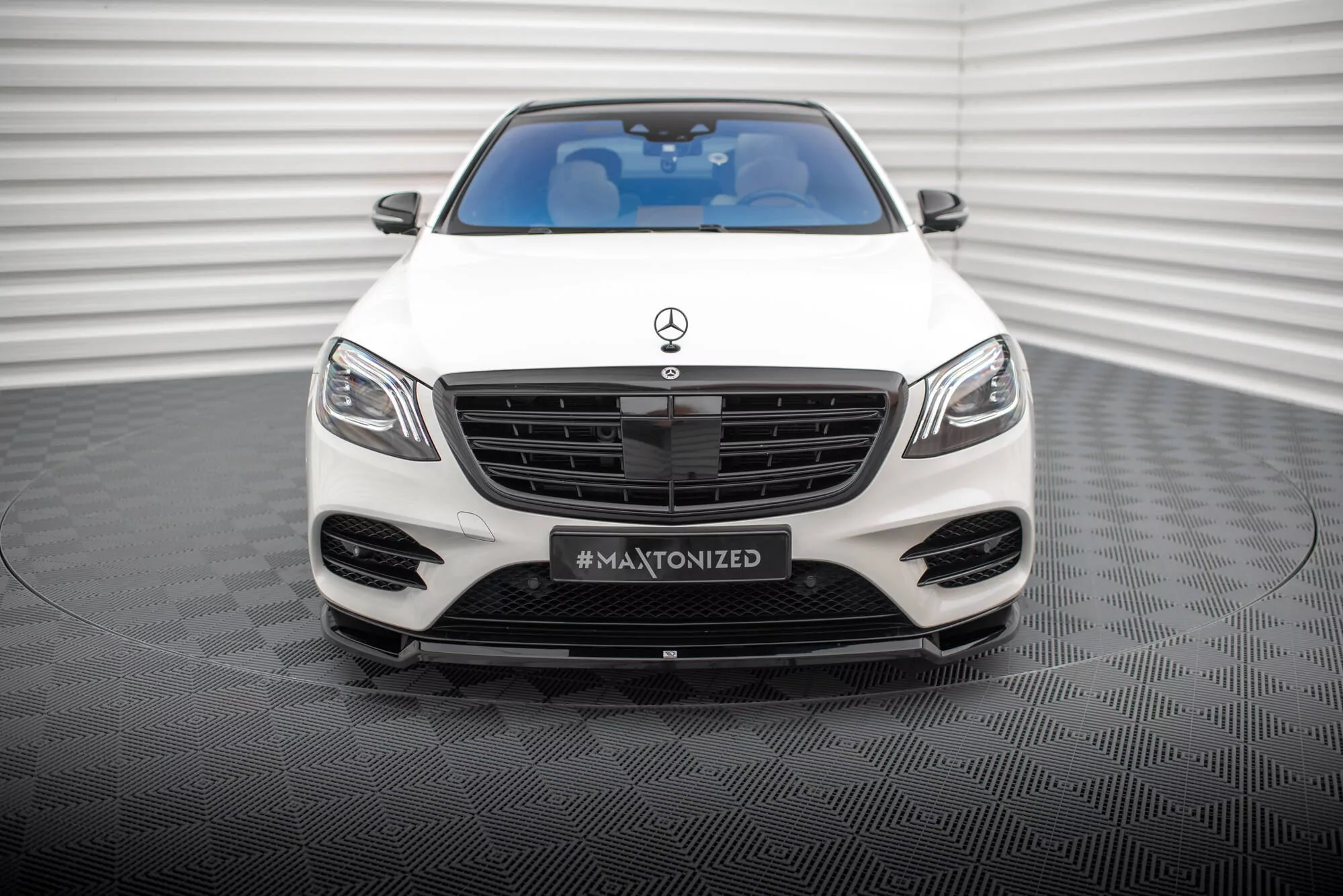 Front Ansatz V.1 Für Mercedes-Benz S AMG-Line W222 Facelift Schwarz Hochglanz