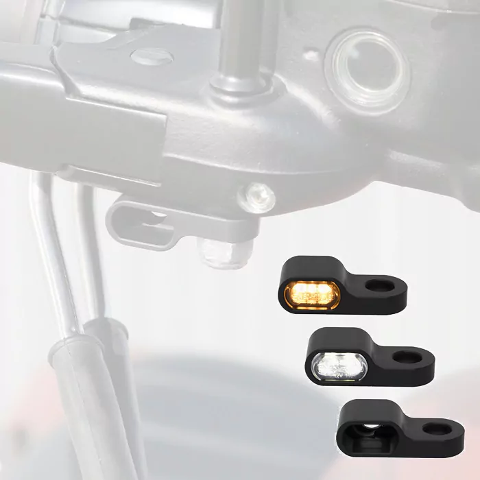 CNC Gehäuse für Blinker "Heat" | Alu Montage unter den Lenkerarmaturen | schwarz | Paar