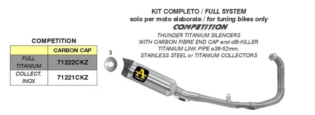 ARROW Competition Thunder Titan YAMAHA YZF R3 21-23