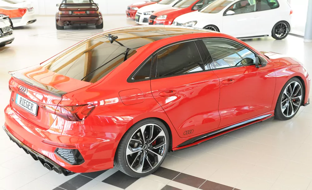 Rieger Seitenschweller rechts ansatz matt schwarz für Audi A3 S3 (GY) 5-tür. (Sportback) 07.20-05.24 (bis Facelift)