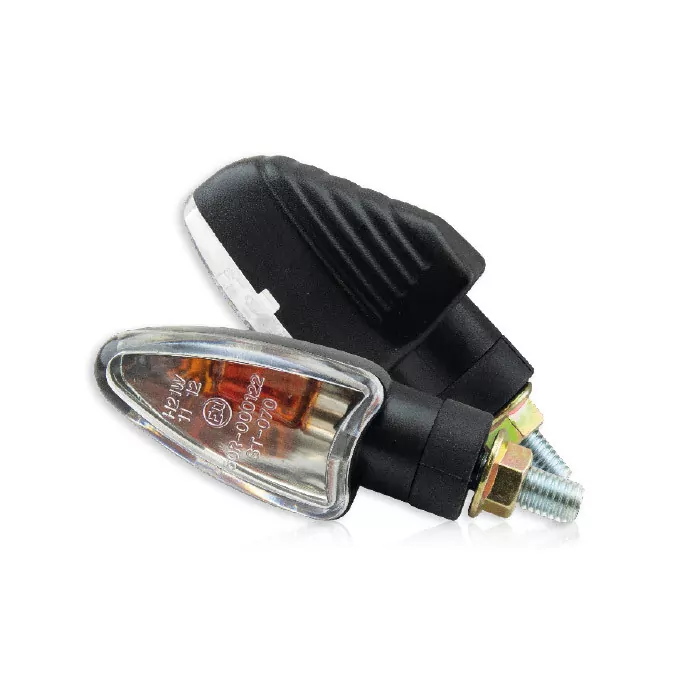 Blinker "ARROW GROOVED" | schwarz | klar | halo M8 | kurz | gelbe Birne | E-geprüft 