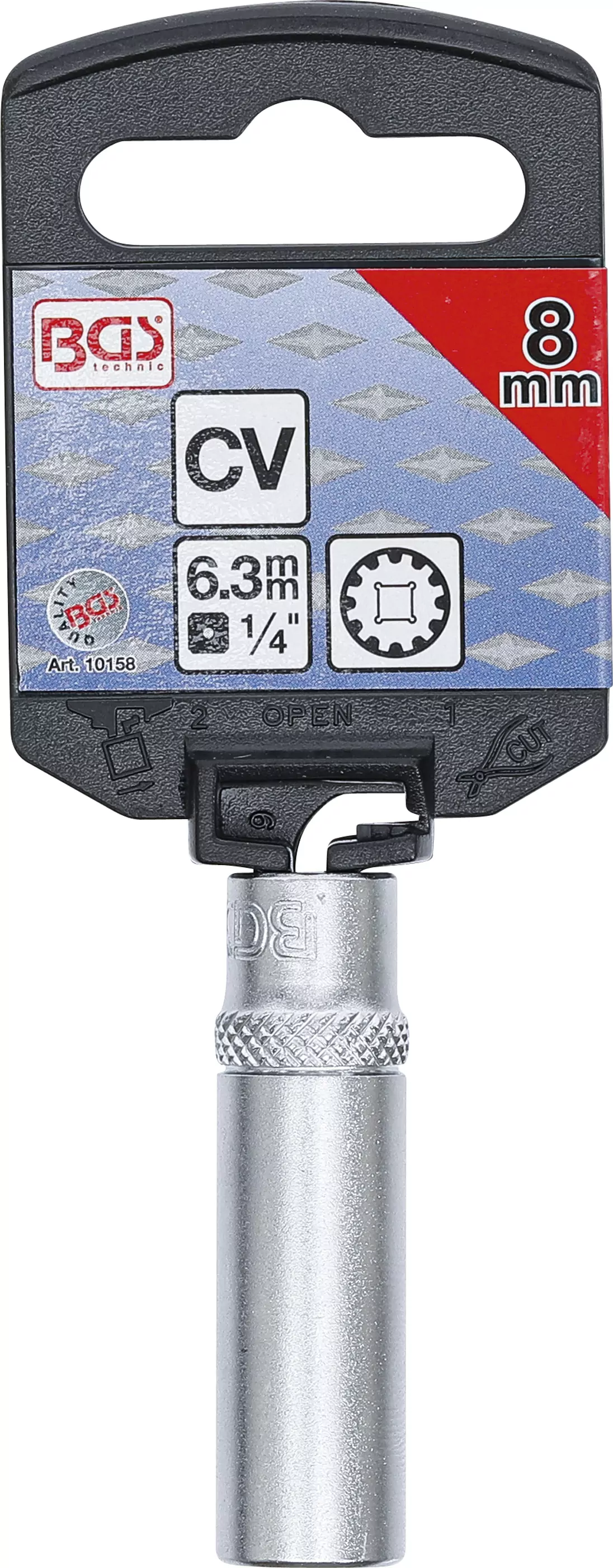 Steckschlüssel-Einsatz Gear Lock, tief | Antrieb Innenvierkant 6,3 mm (1/4") | SW 8 mm