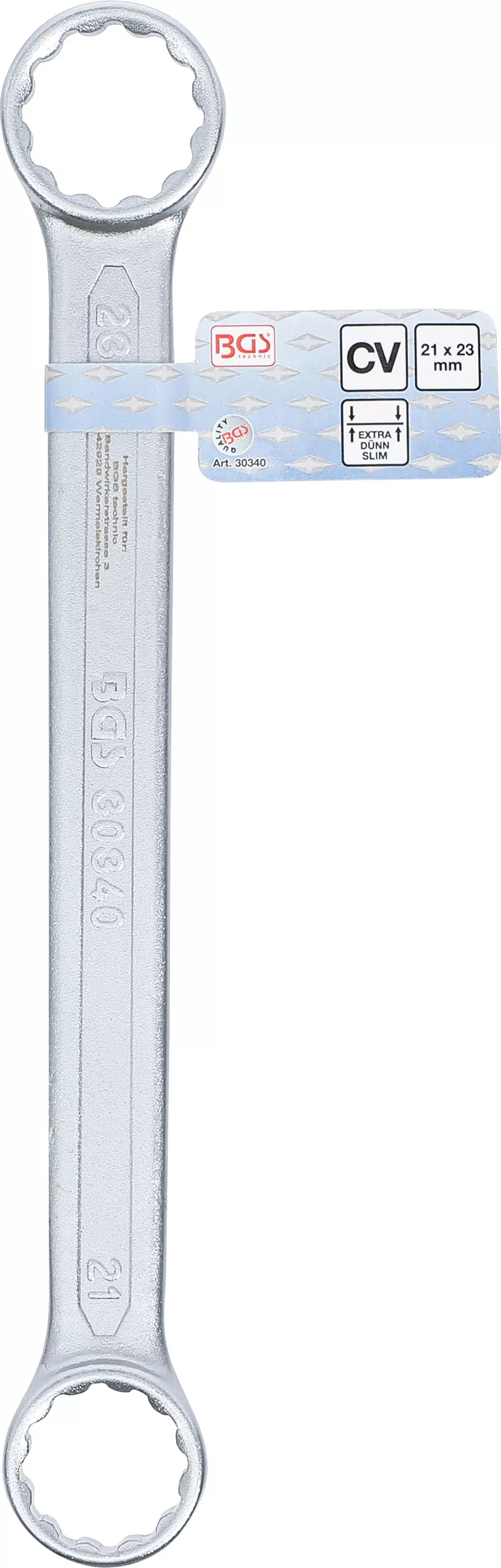 Doppel-Ringschlüssel | extra flach | SW 21 x 23 mm