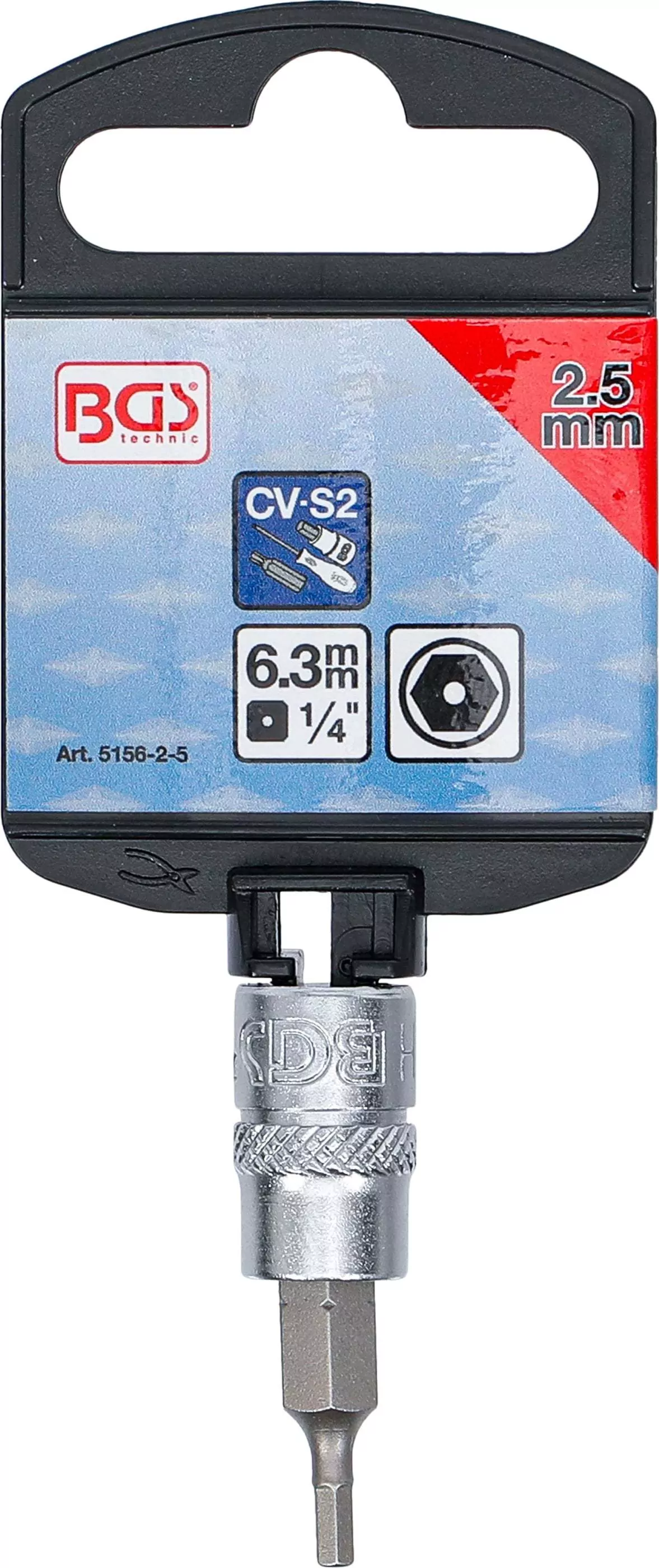 Bit-Einsatz | Antrieb Innenvierkant 6,3 mm (1/4") | Innensechskant mit Bohrung 2,5 mm