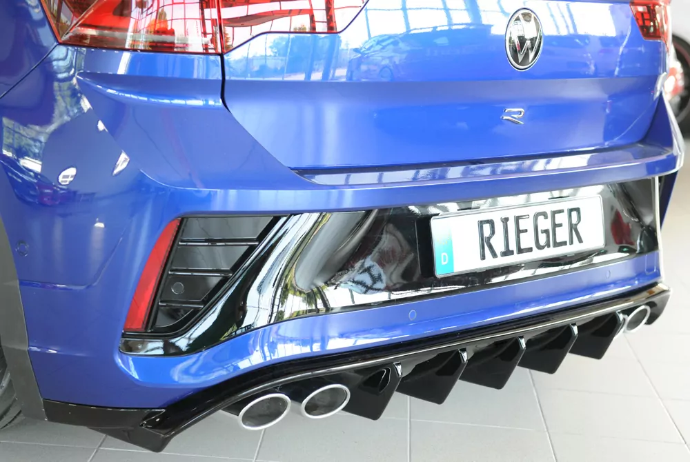 Rieger Heckeinsatz (für Fzg. ohne AHK) glanz schwarz für VW T-Roc R (A1) 5-tür. 01.22- (ab Facelift)