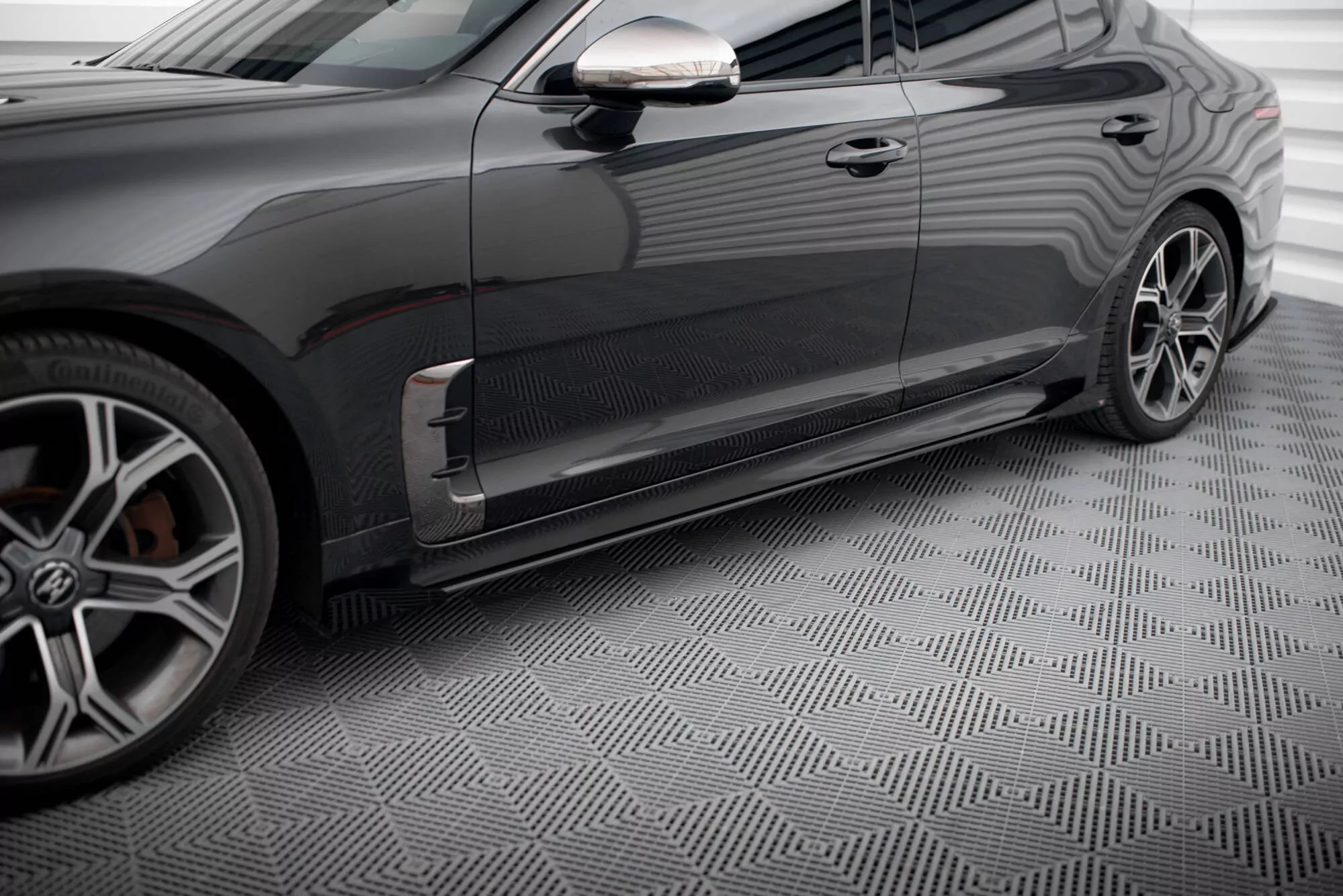 Street Pro Seitenschweller Ansatz Für + Flaps Kia Stinger GT / GT-Line / Standard Mk1 Schwarz Hochglanz
