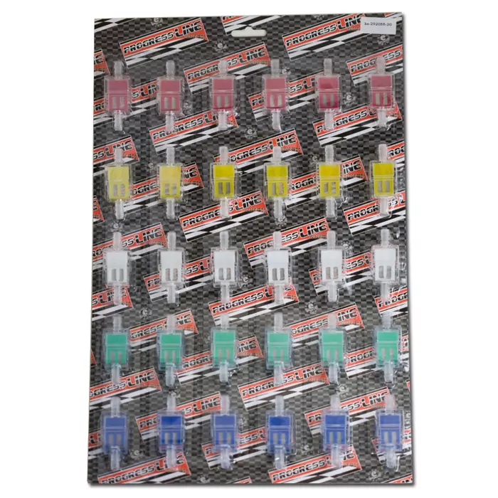 Benzinfilter Display VPE 30 Stck 1/4" 6mm, viereckig, transparent, Gesamtlänge: 65mm 