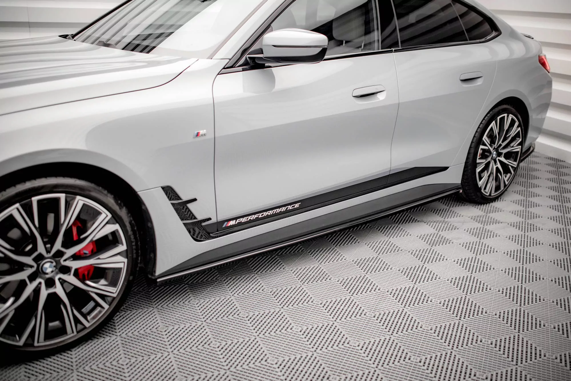 Seitenschweller Ansatz Für V.2 Für BMW I4 M-Paket G26 Schwarz Hochglanz